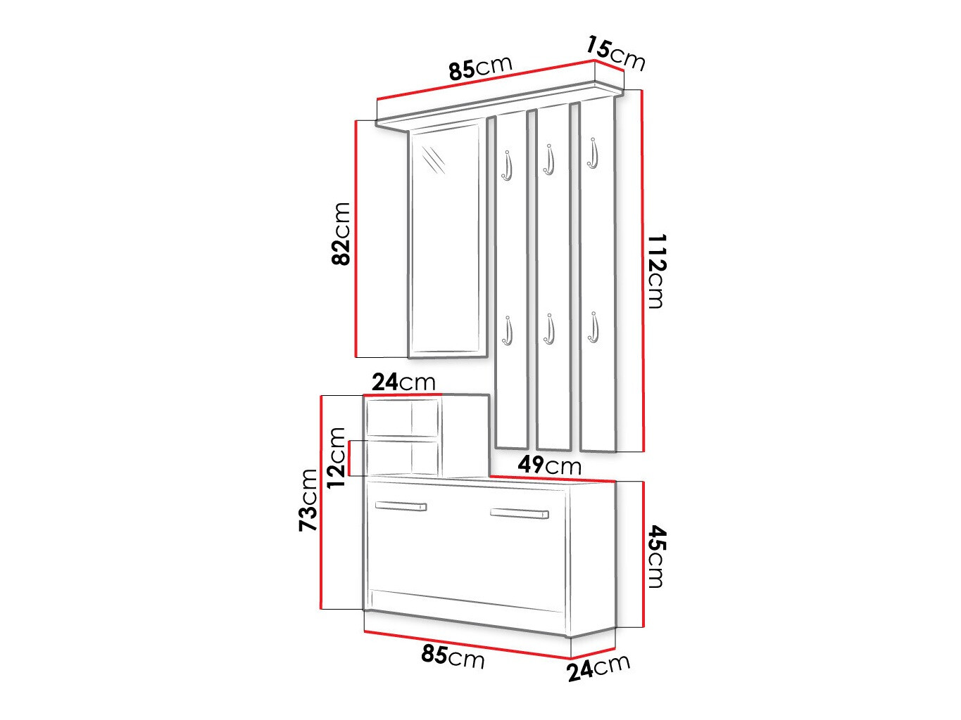 Set arredo da corridoio Candum (Nero)