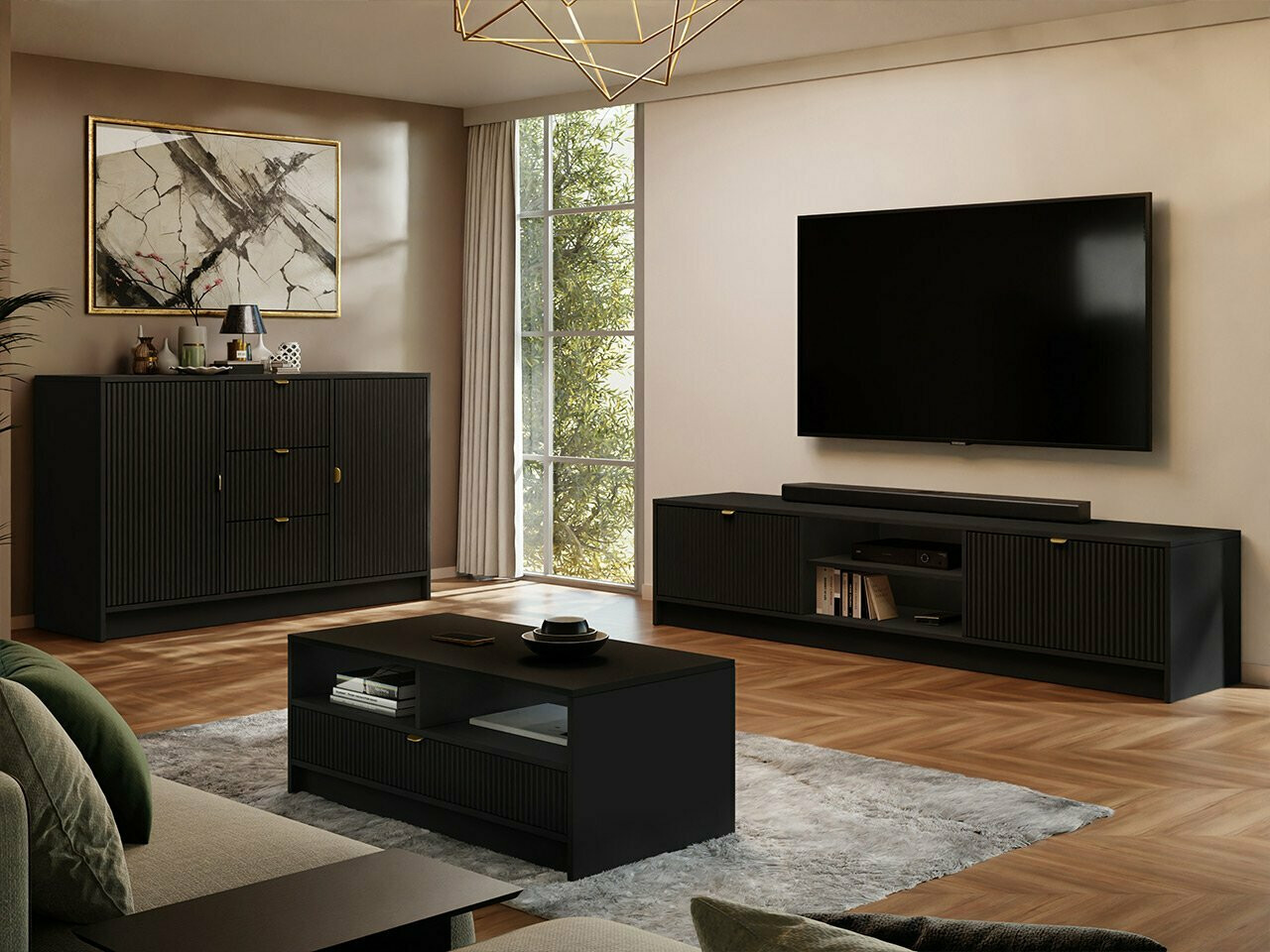 Mobile porta TV Comfivo Papilio I (Nero)
