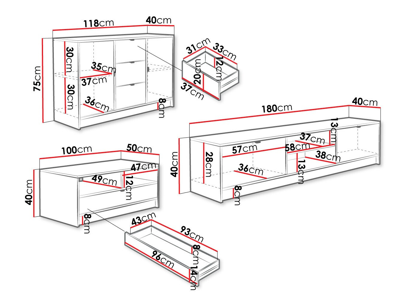 Parete attrezzata Comfivo Larmire 107 (Bianco)