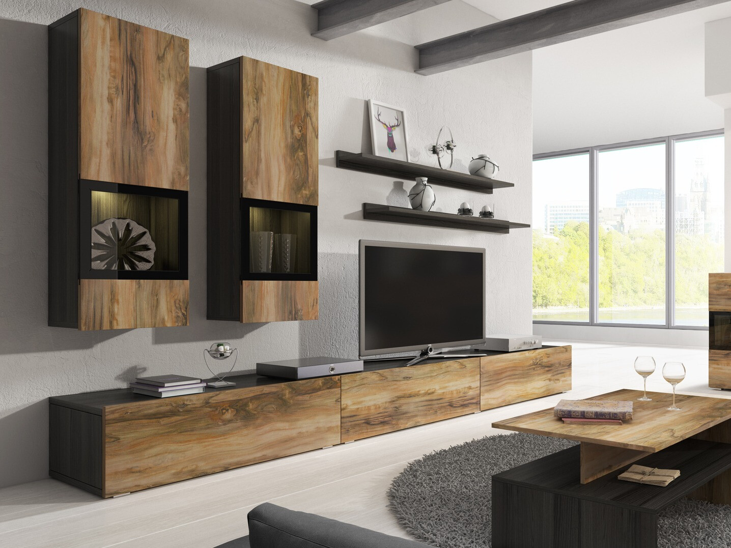Mobile porta TV Serodeu 105 (Noce + Marrone scuro)