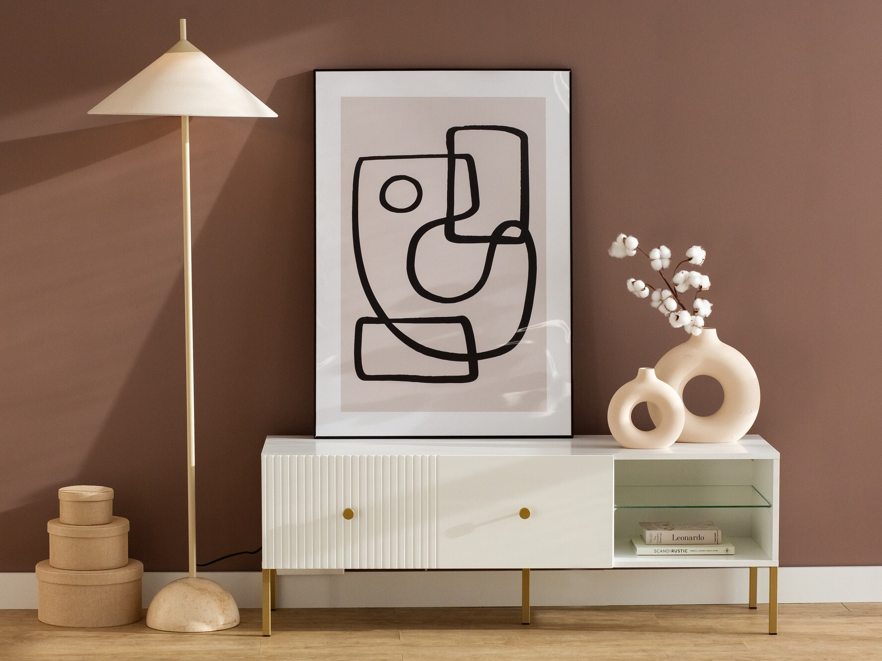 Mobile porta TV Etliva 104 (Bianco + D'oro)
