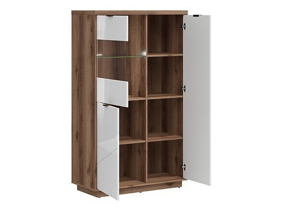 Parete attrezzata Fivale 110 (Rovere delano scuro + Bianco lucido)