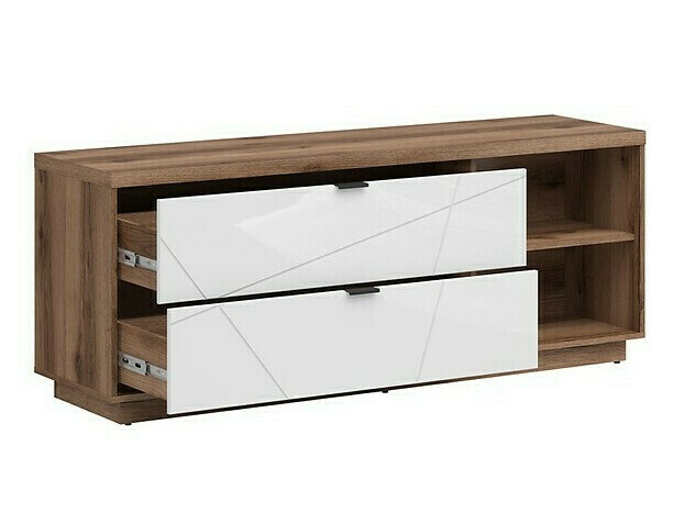 Parete attrezzata Fivale 110 (Rovere delano scuro + Bianco lucido)