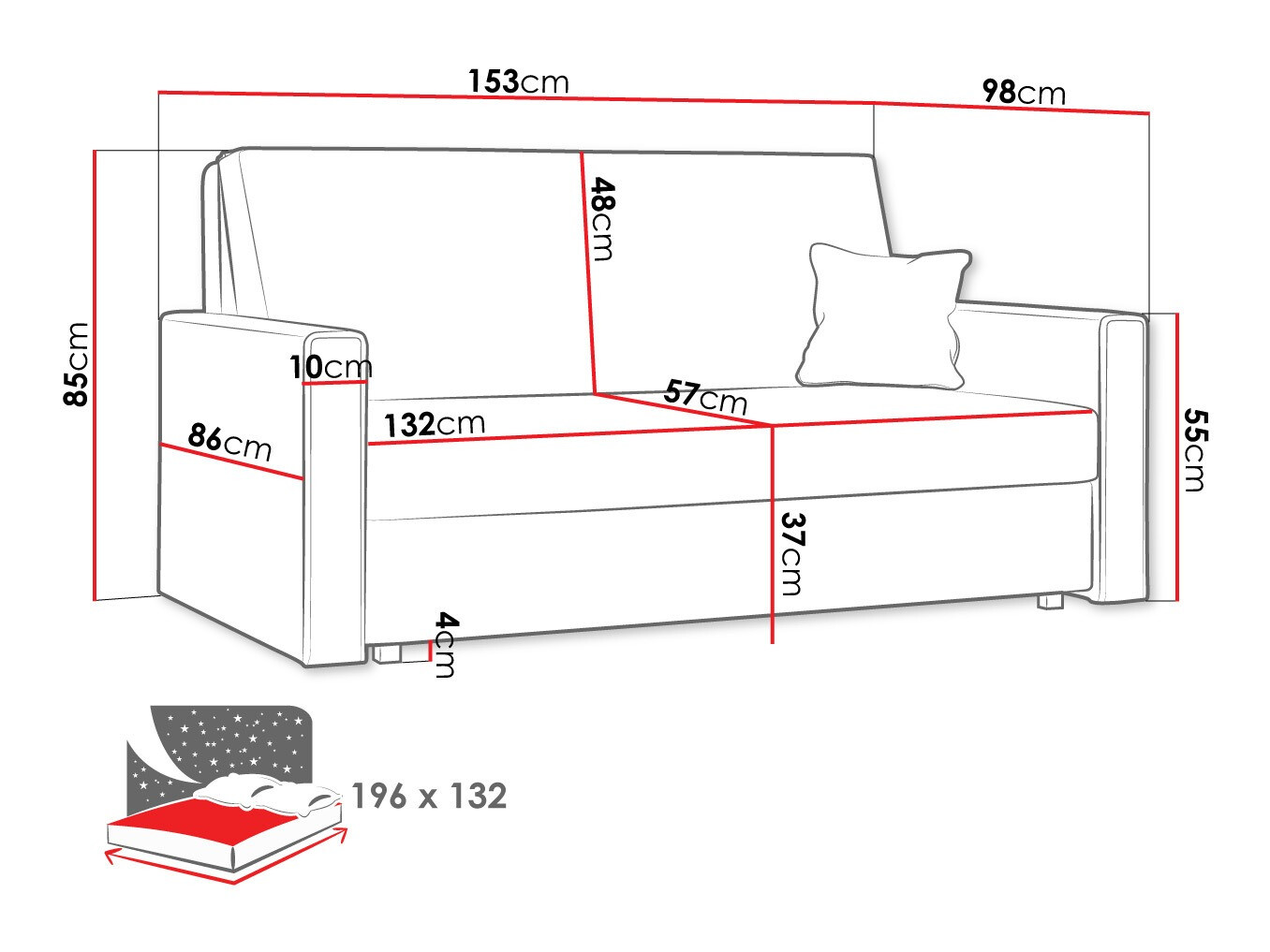 Divano letto Morel III (Poso 100)
