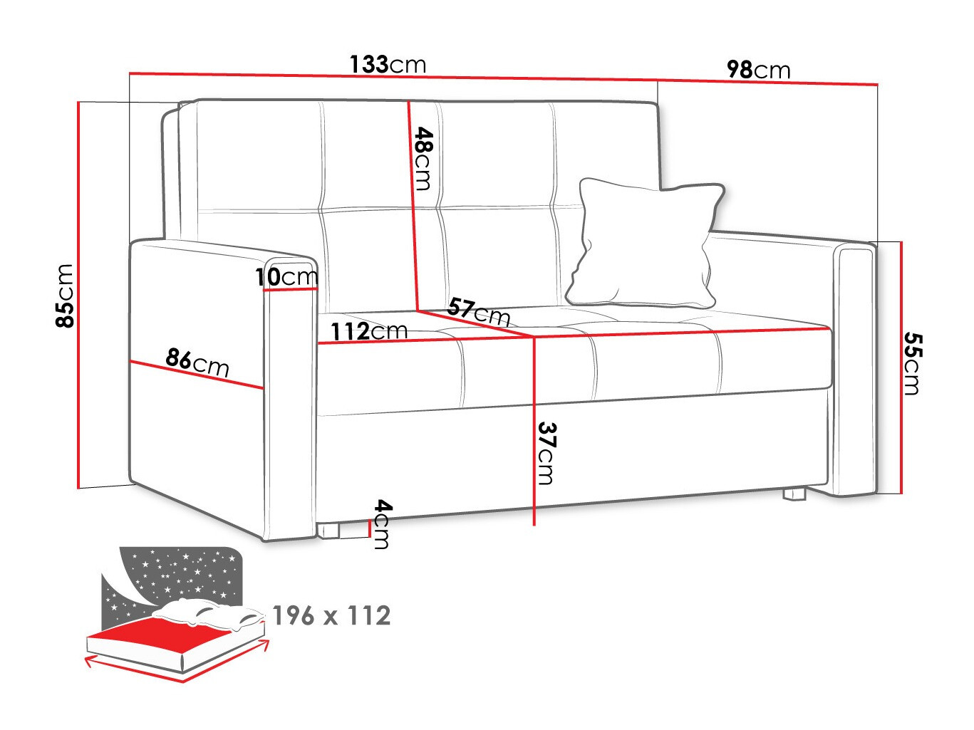 Divano letto Nuvora II (Alova 36 + Alova 29)