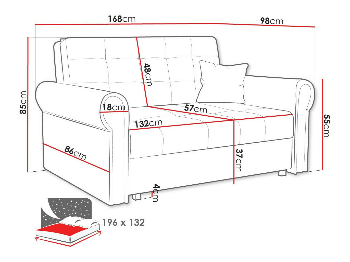 Divano letto Aquala III (Mono 241)