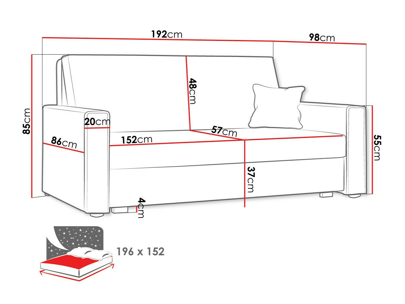 Divano letto Clarlen IV (Poso 100)