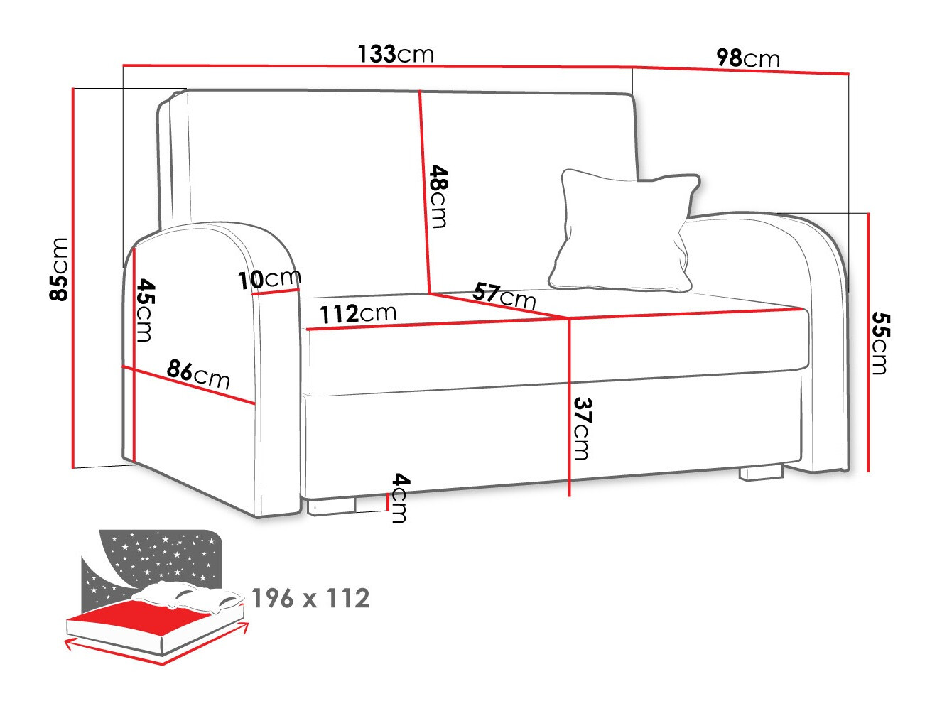 Divano letto Galona II (Mono 232 + Sorriso 5)