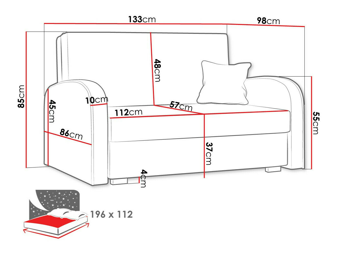 Divano letto Galona II (Mono 235 + Sorriso 10)