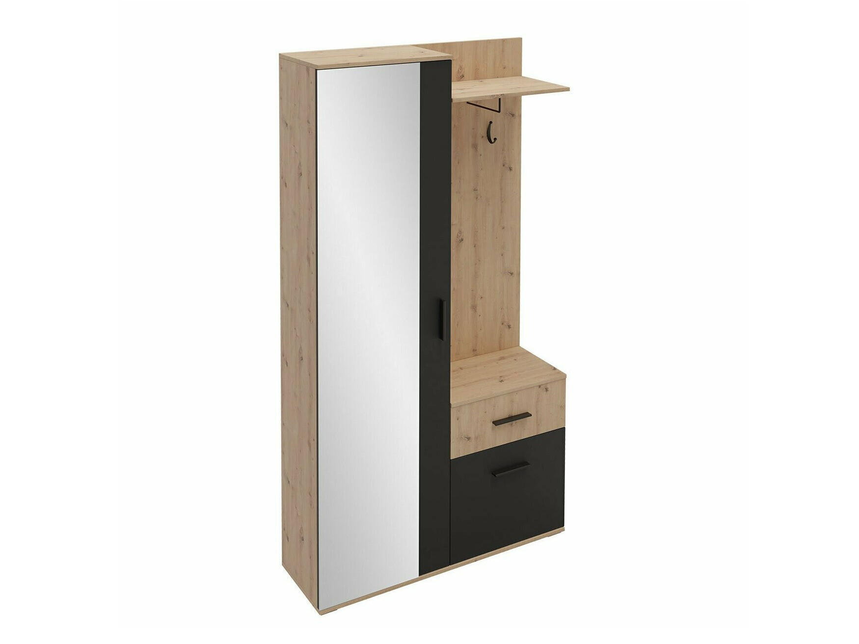 Set arredo da corridoio Pavo (Rovere Artisan + Nero)