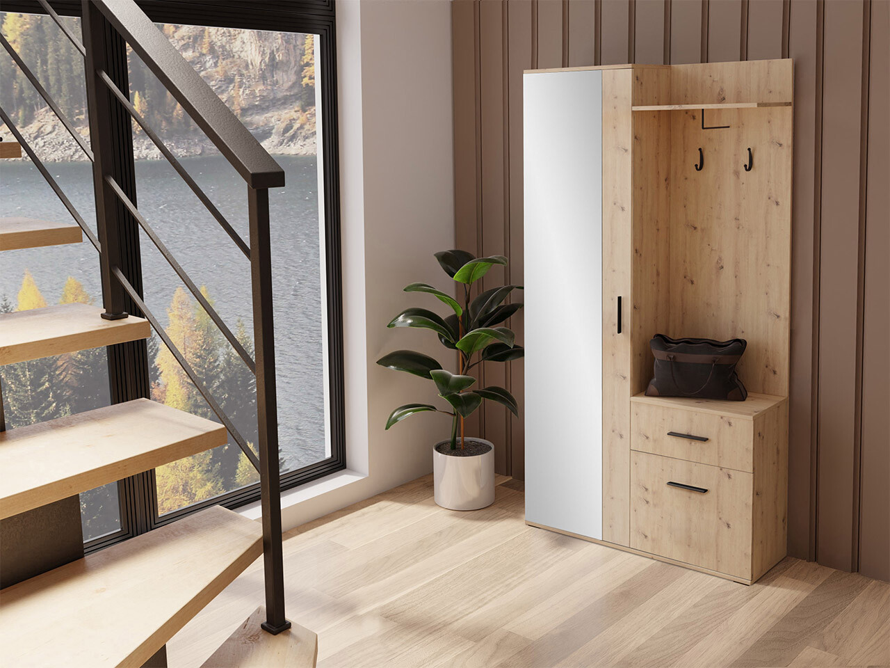 Set arredo da corridoio Pavo (Rovere Artisan)