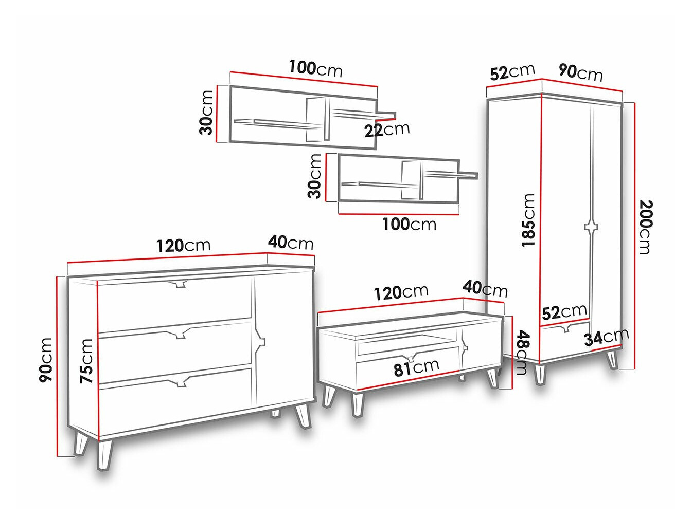 Parete attrezzata Etrmoru 145