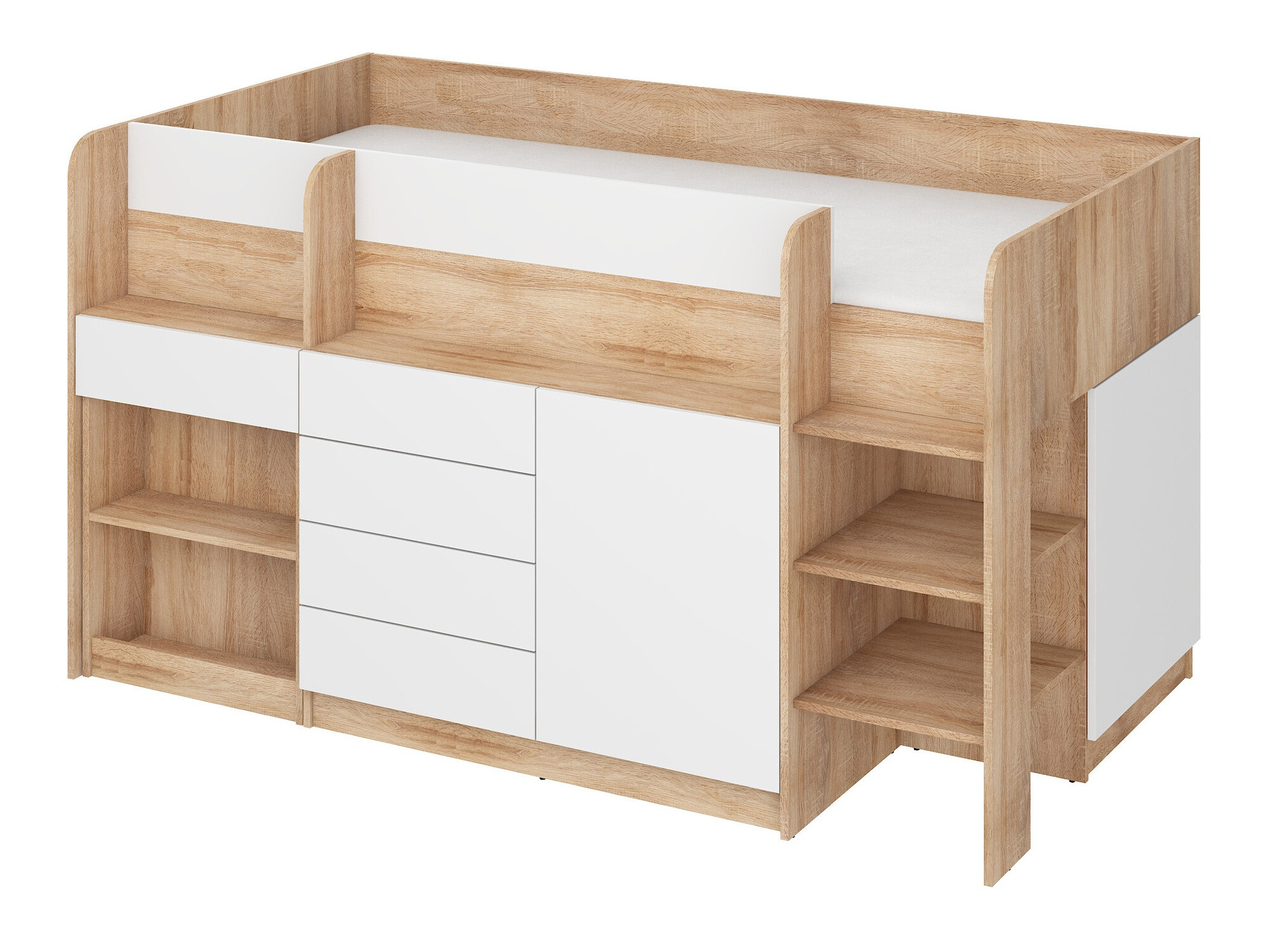 Letto alto Gilroy 116 (Sonoma quercia + Bianco)