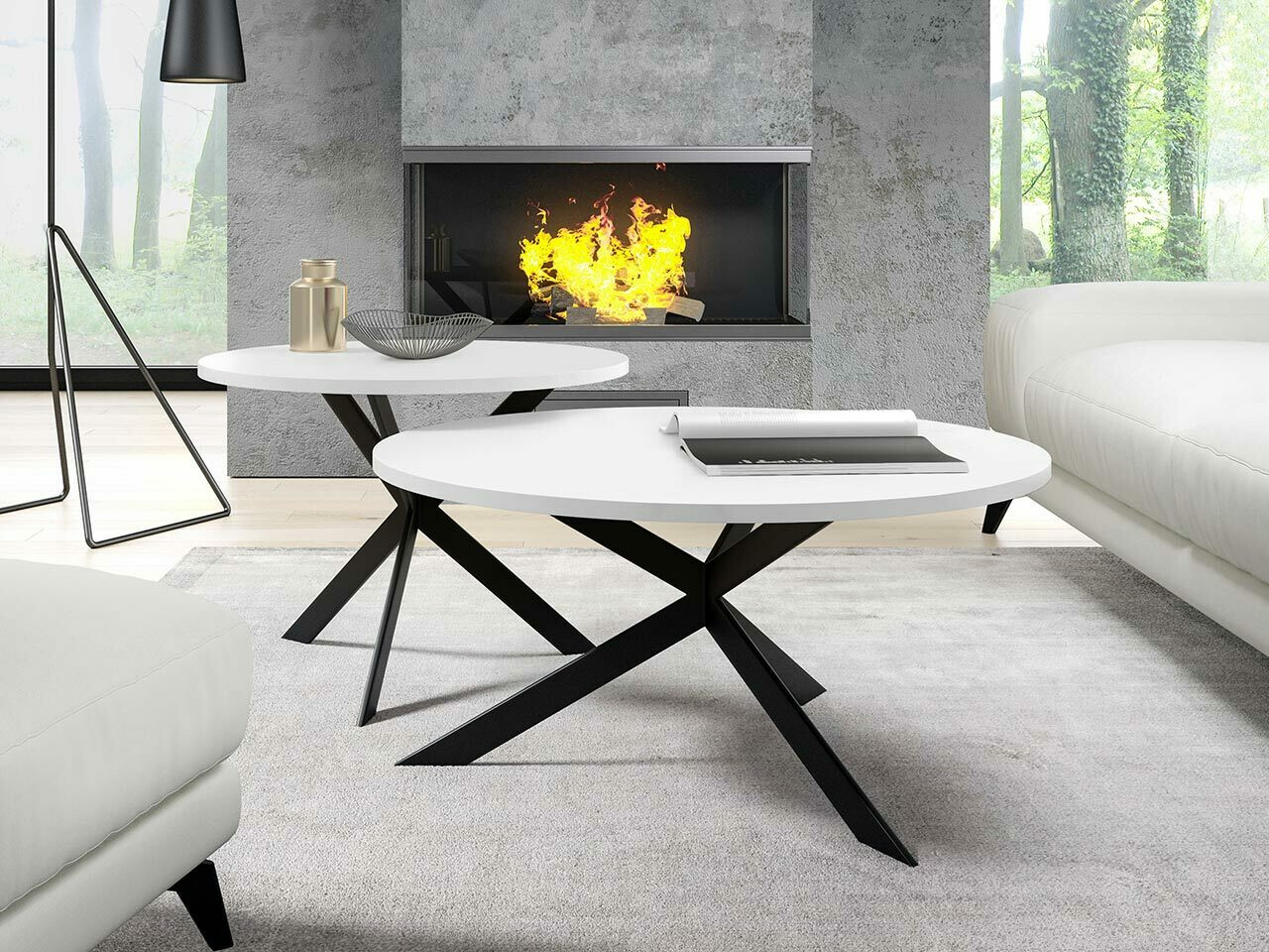Set tavolino da caffè Oswego 108 (Bianco + Nero)