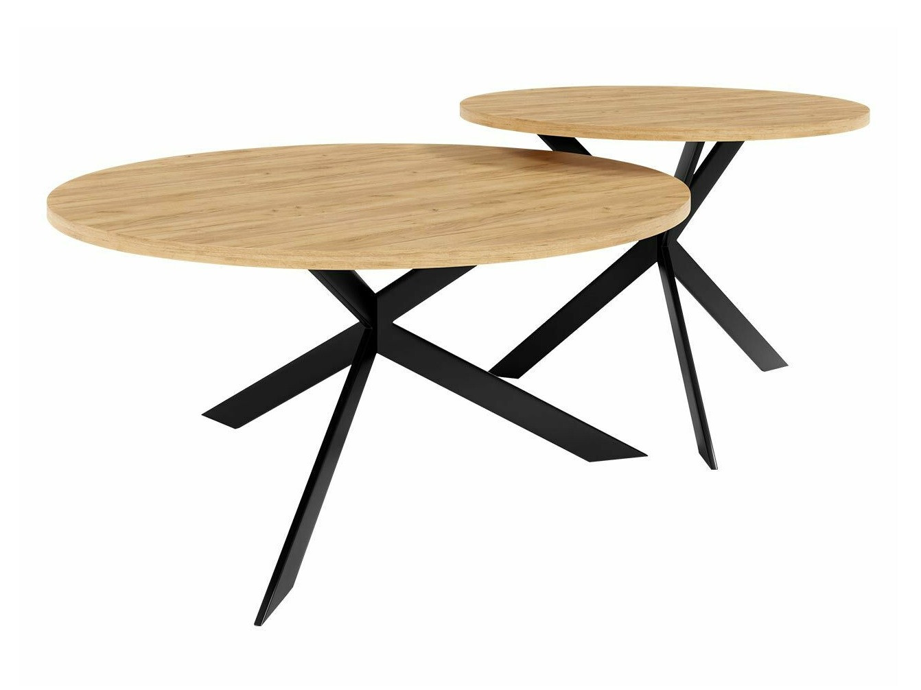 Set tavolino da caffè Oswego 108 (Quercia dorata artigianale + Nero)