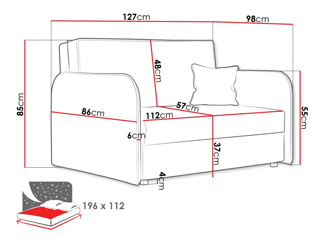 Divano letto Lirael II (Mono 232)