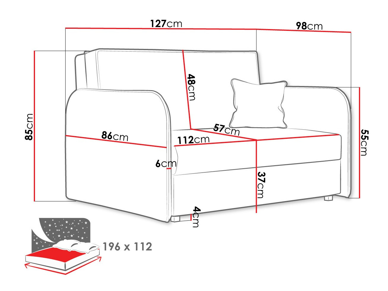 Divano letto Lirael II (Mono 235)