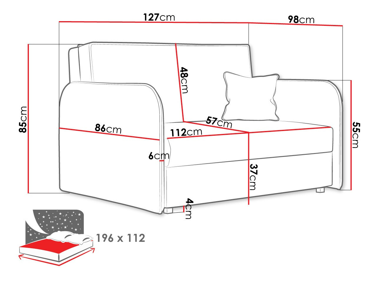 Divano letto Lirael II (Mono 244)