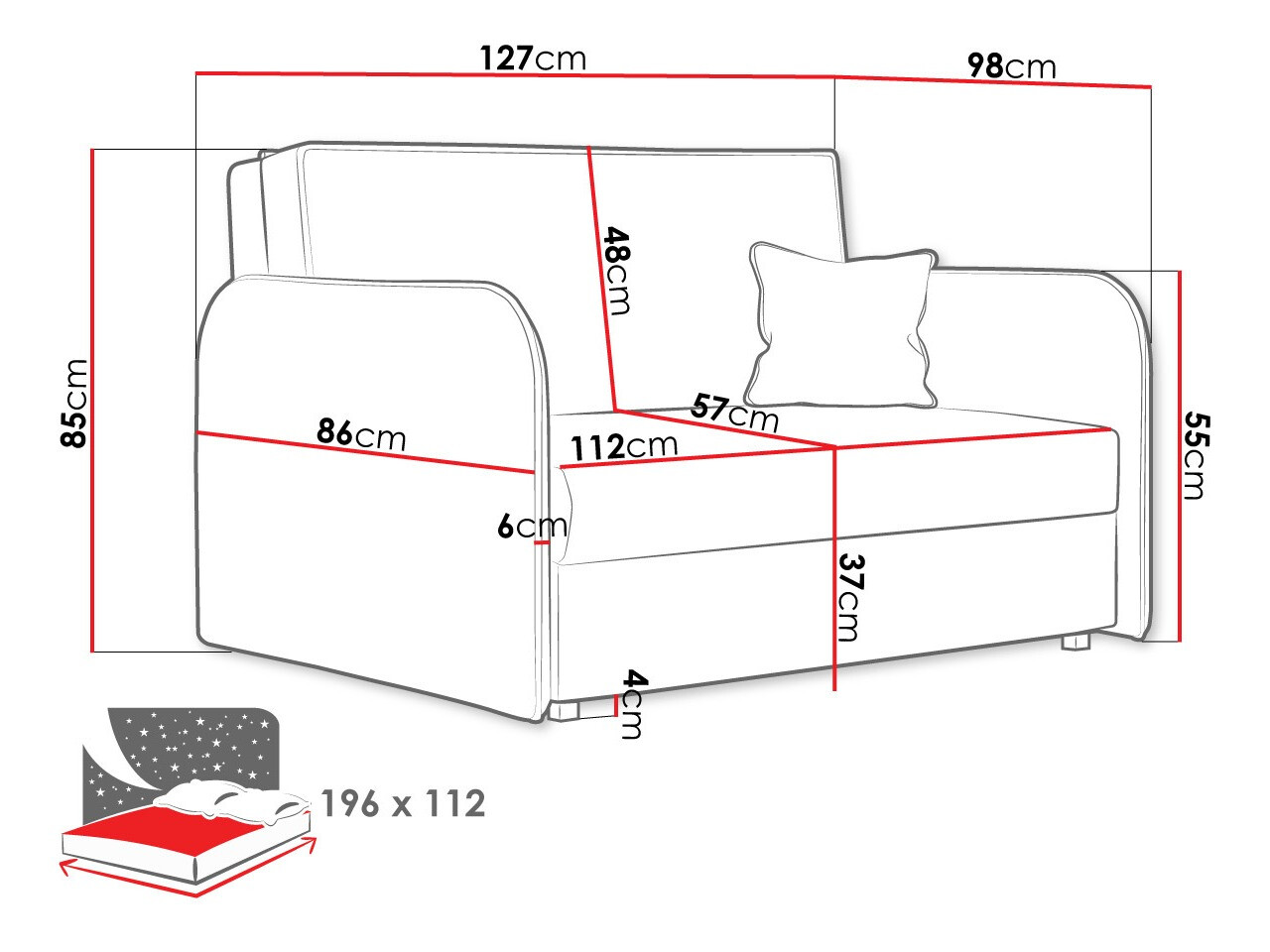 Divano letto Lirael II (Mono 246)