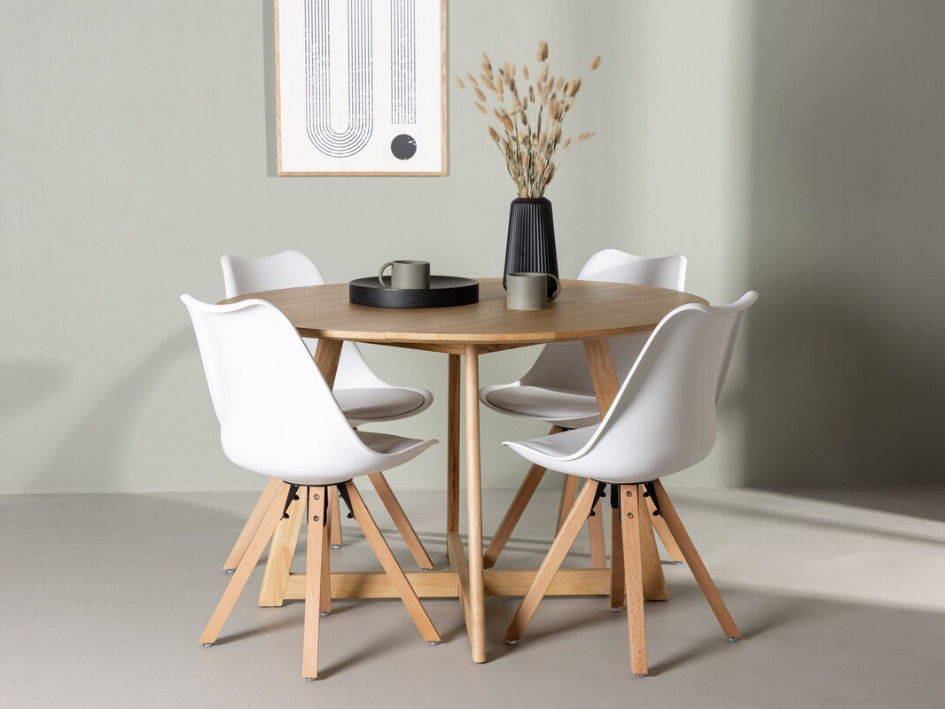 Set sala da pranzo Dallas 4323 (Bianco + Luminoso legno)