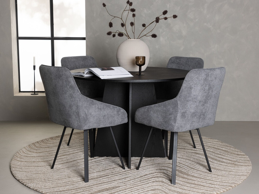 Set sala da pranzo Dallas 4325 (Grigio scuro + Nero)