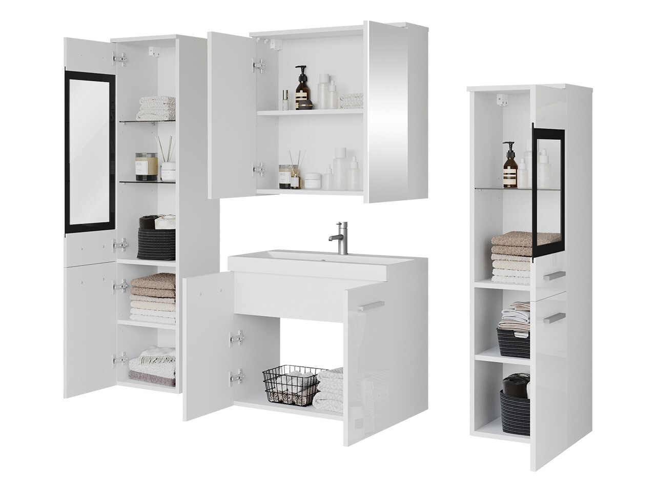 Set bagno Scientia III (Bianco lucido + Bianco)