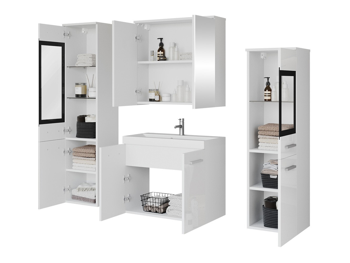 Set bagno Scientia III (Grigio lucido + Bianco)