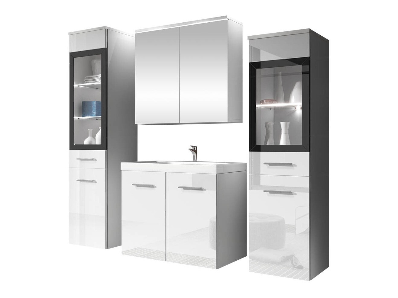 Set bagno Scientia III (Bianco lucido + Bianco)