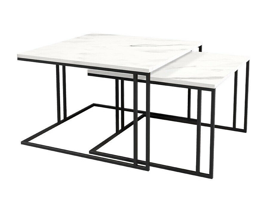Set tavolino da caffè Oswego 110 (Marmo bianco + Nero)