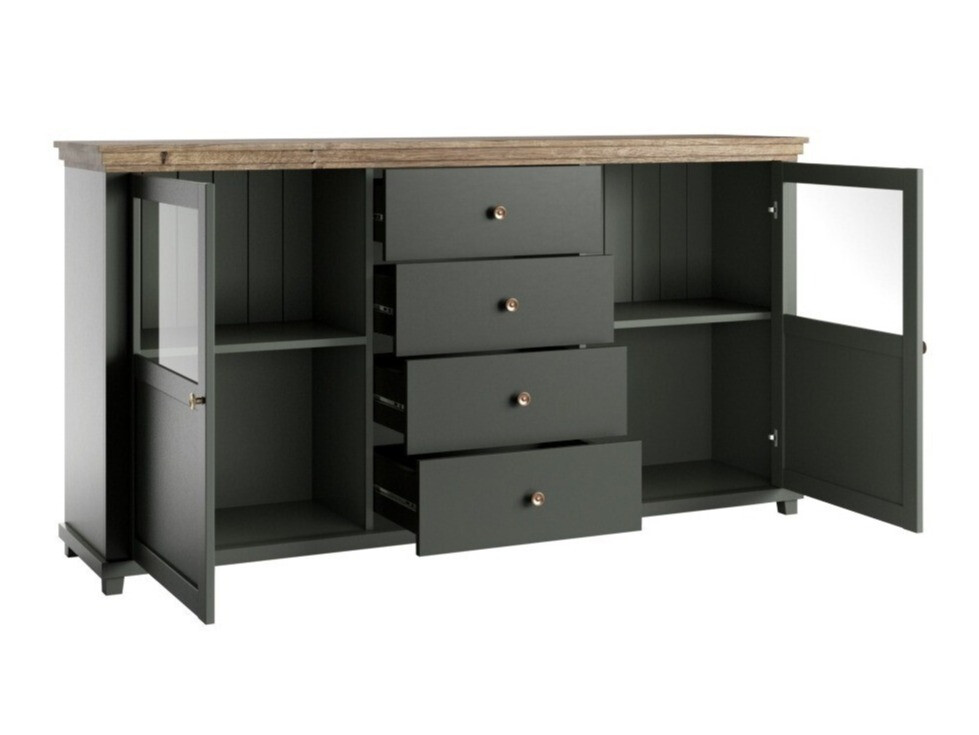 Cassettiera Tolnue 103 (Verde scuro + Quercia di lefkada)