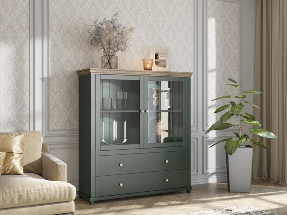 Cassettiera Tolnue 105 (Verde scuro + Quercia di lefkada)