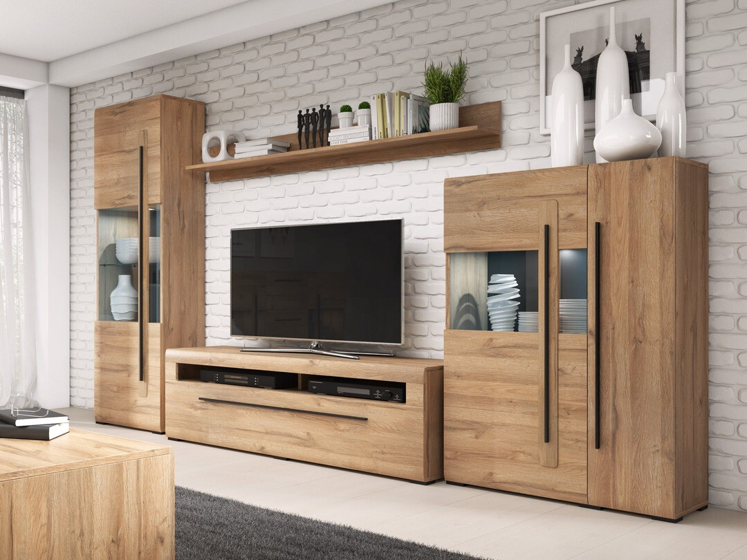 Parete attrezzata Ophsalu 111 (Nipote di quercia)