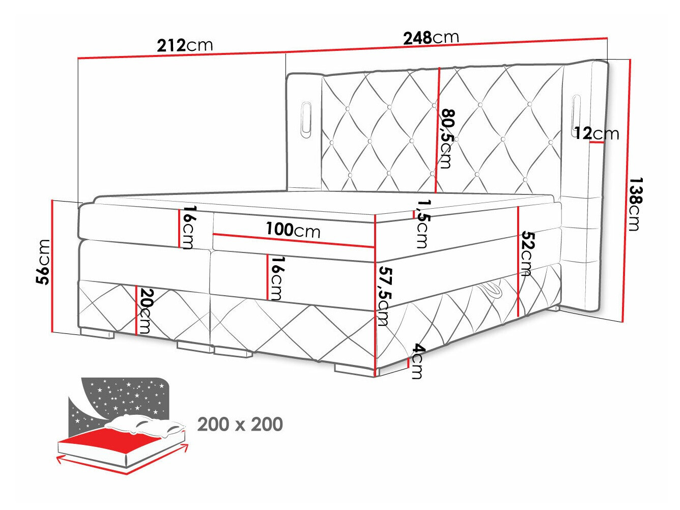 Letto continentale Historia (Kameleon 04)