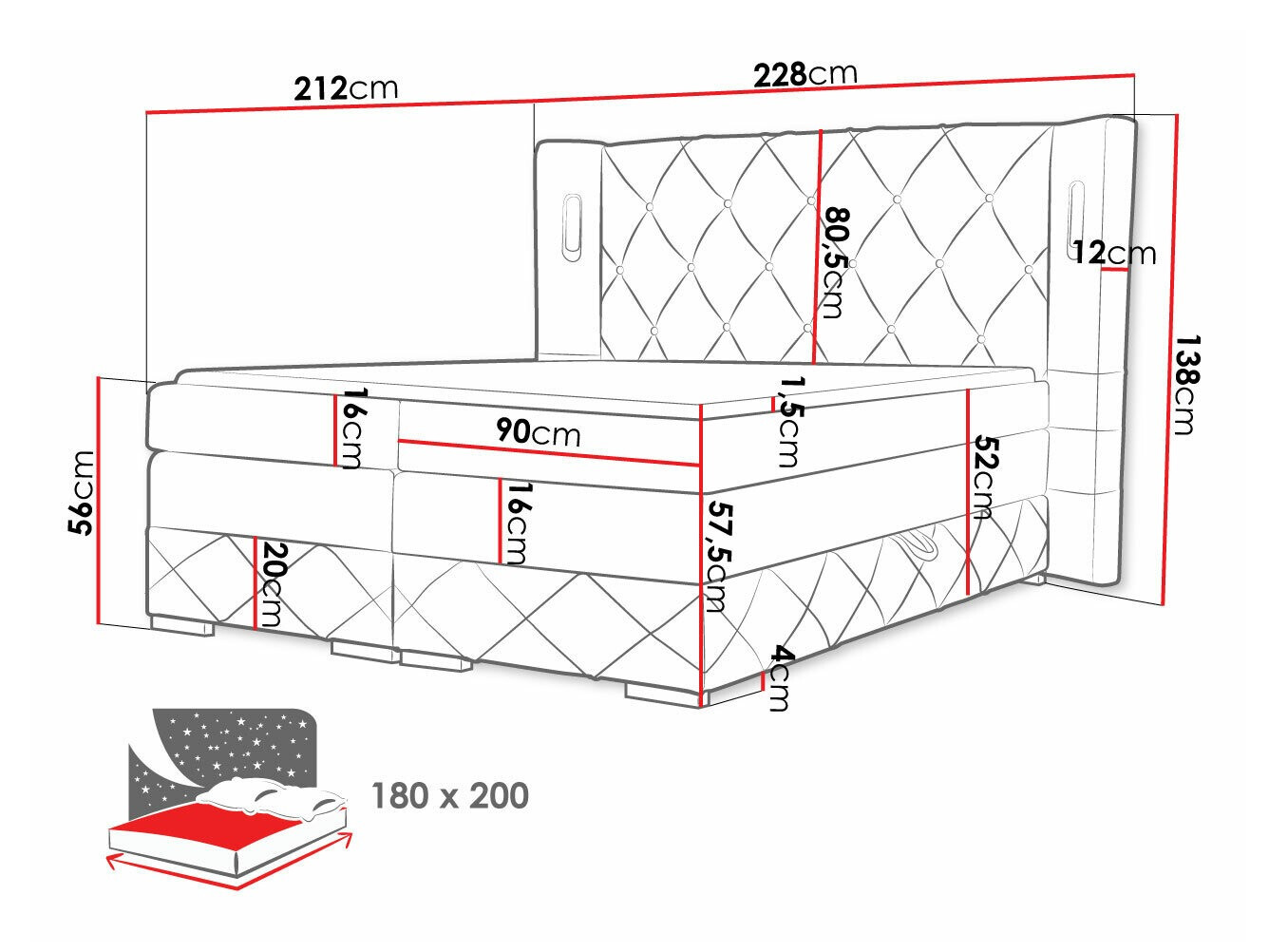 Letto continentale Historia (Kameleon 09)