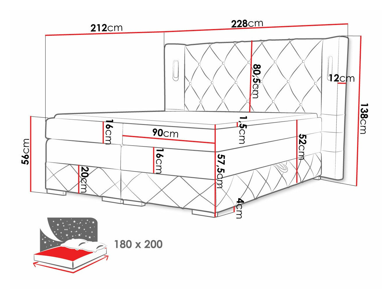 Letto continentale Historia (Kameleon 48)
