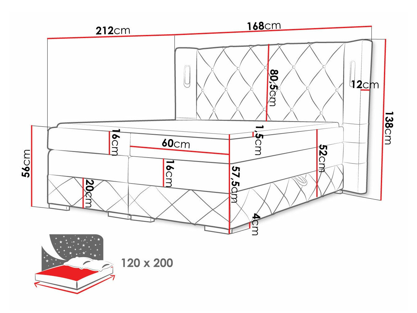 Letto continentale Historia (Kameleon 84)