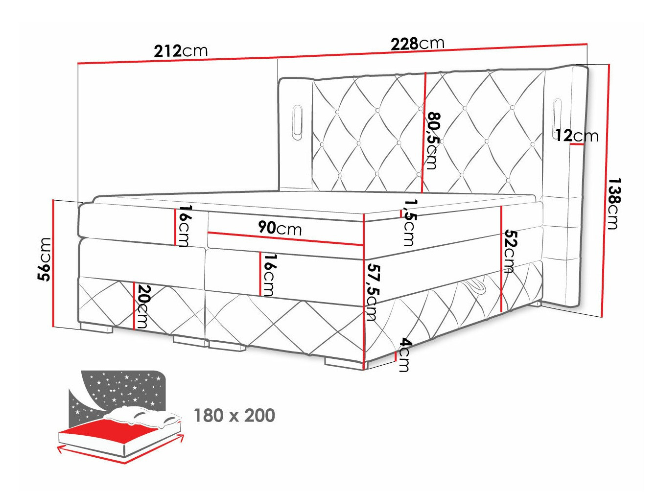 Letto continentale Historia (Kameleon 84)