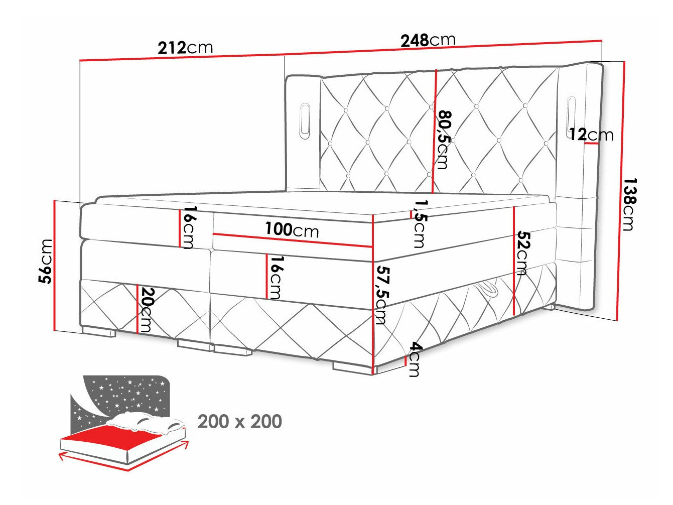 Letto continentale Historia (Kameleon 84)