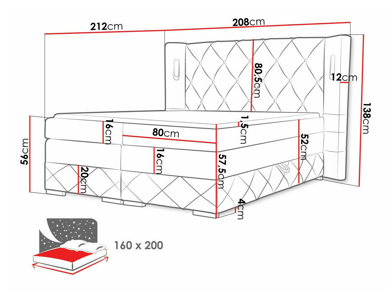 Letto continentale Historia (Kameleon 92)