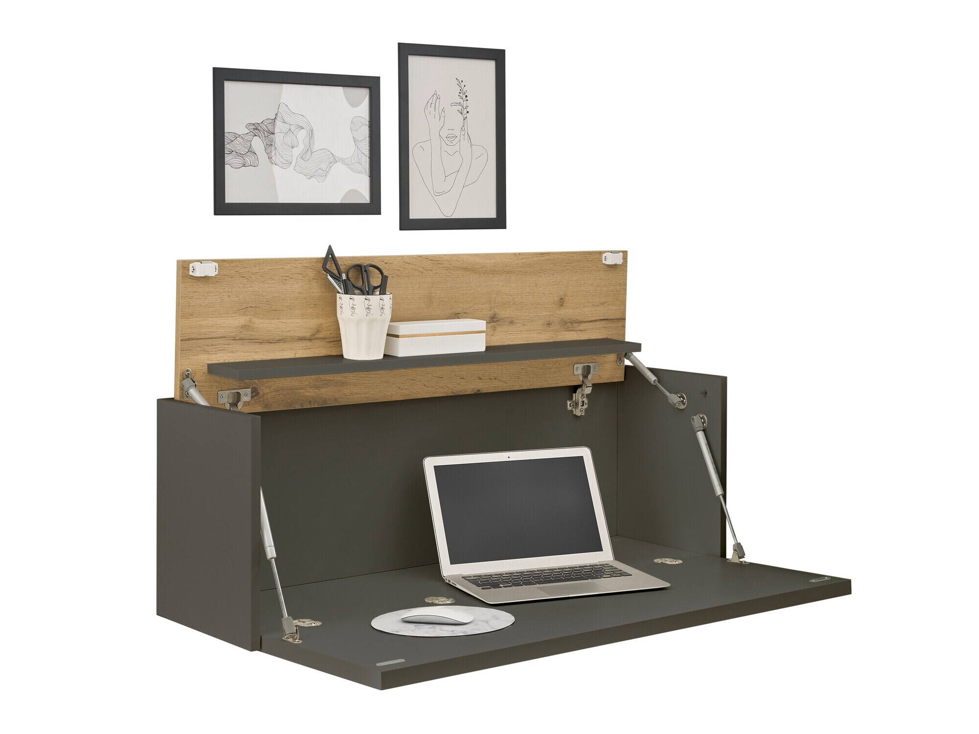 Scrivania da ufficio Elbsori 107 (Antracite + Quercia di Wotan)