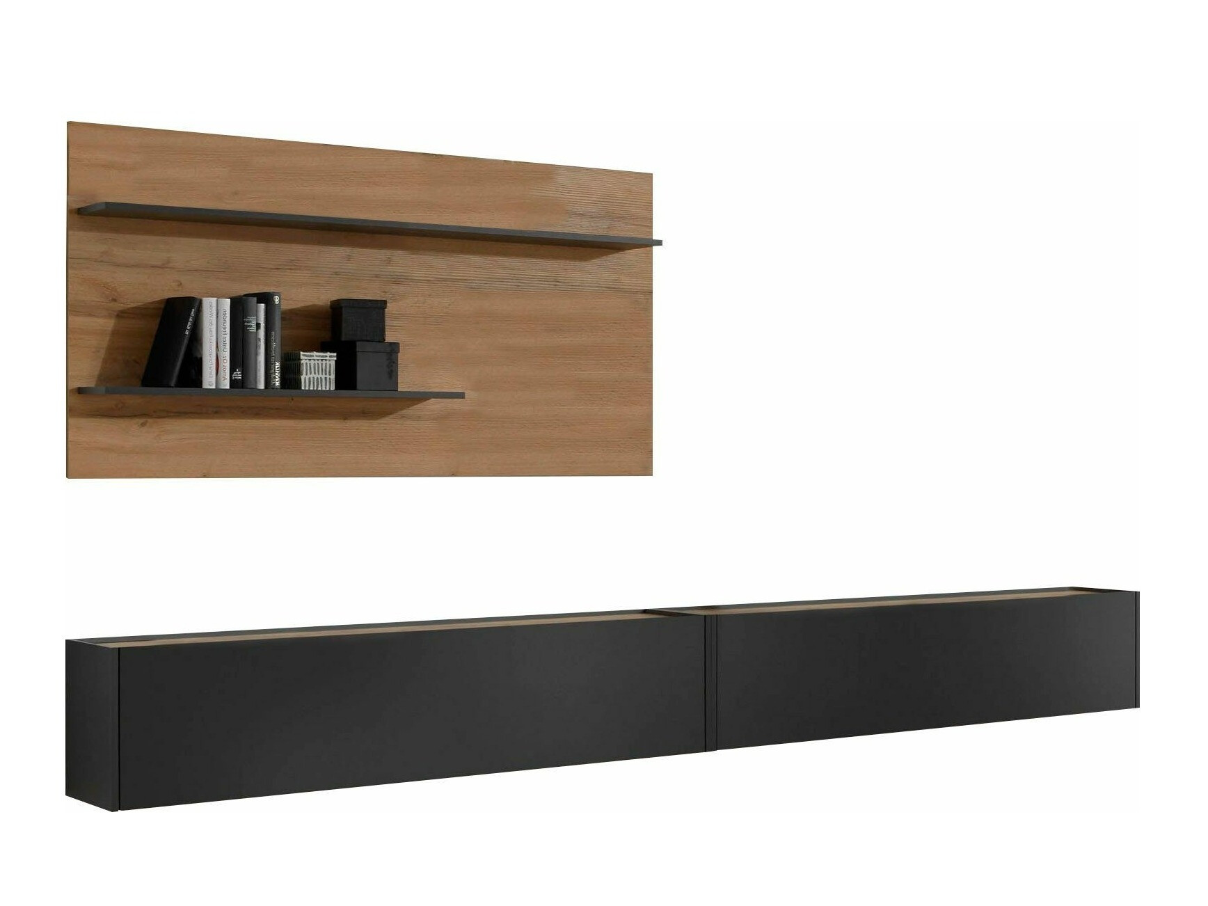 Parete attrezzata Elbsori 120 (Antracite + Quercia di Wotan)