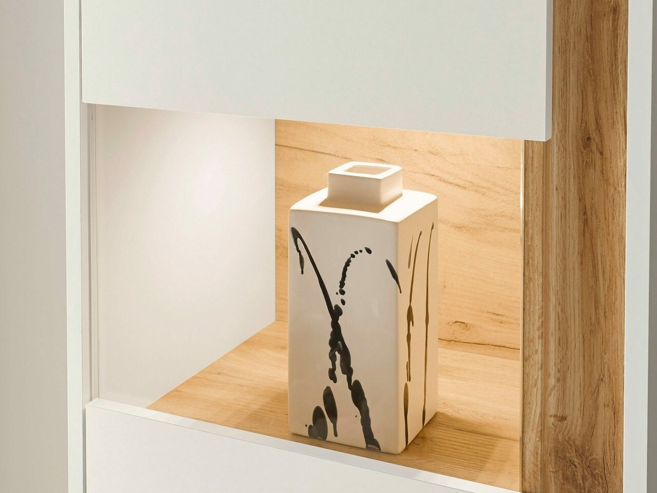 Parete attrezzata Elbsori 122 (Bianco + Quercia di Wotan)