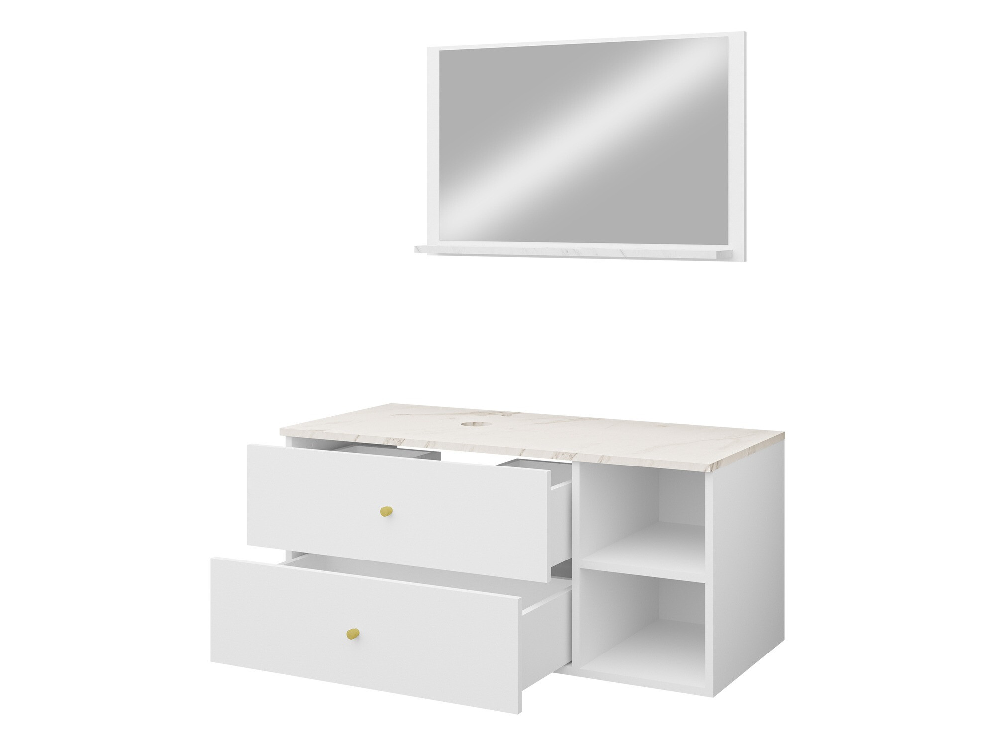 Set bagno Salus I (Bianco + Marmo bianco)