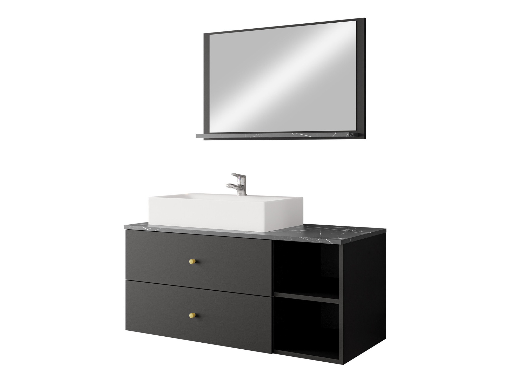 Set bagno Salus I (Nero + Marmo nero)