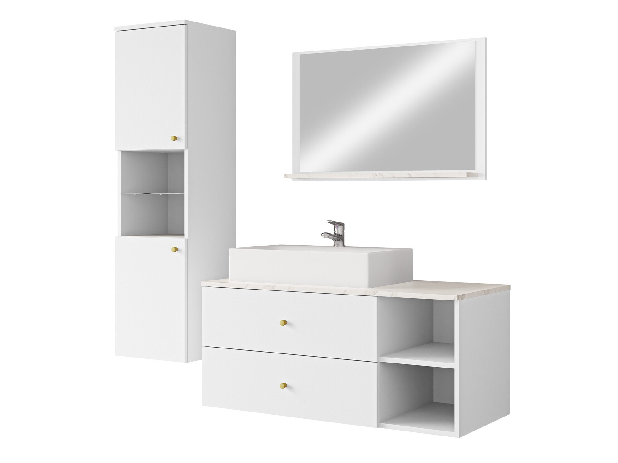 Set bagno Salus II (Bianco + Marmo bianco)