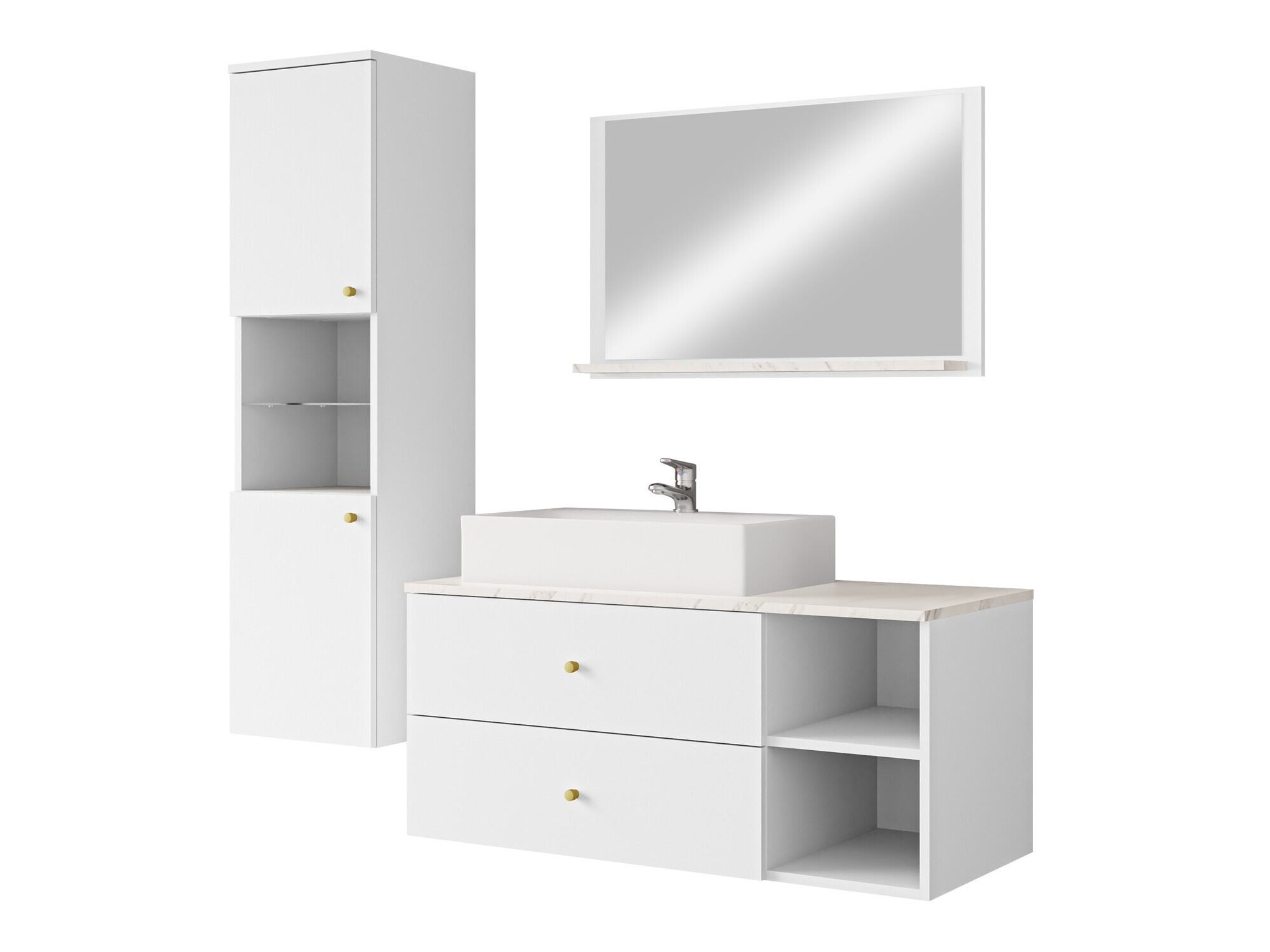 Set bagno Salus II (Bianco + Marmo bianco)