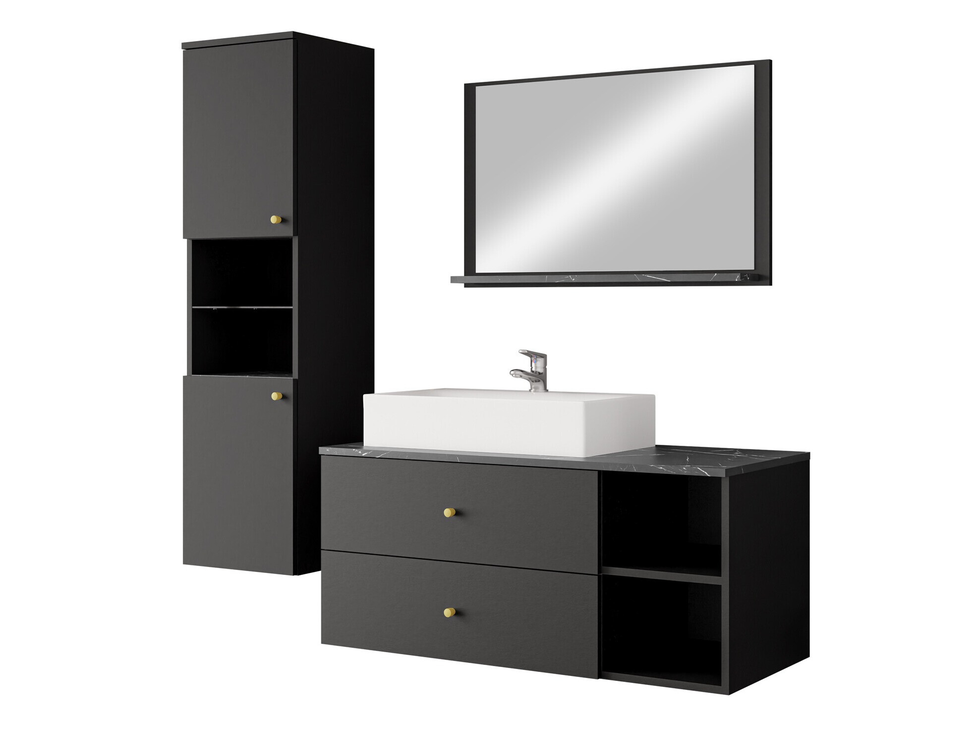 Set bagno Salus II (Nero + Marmo nero)