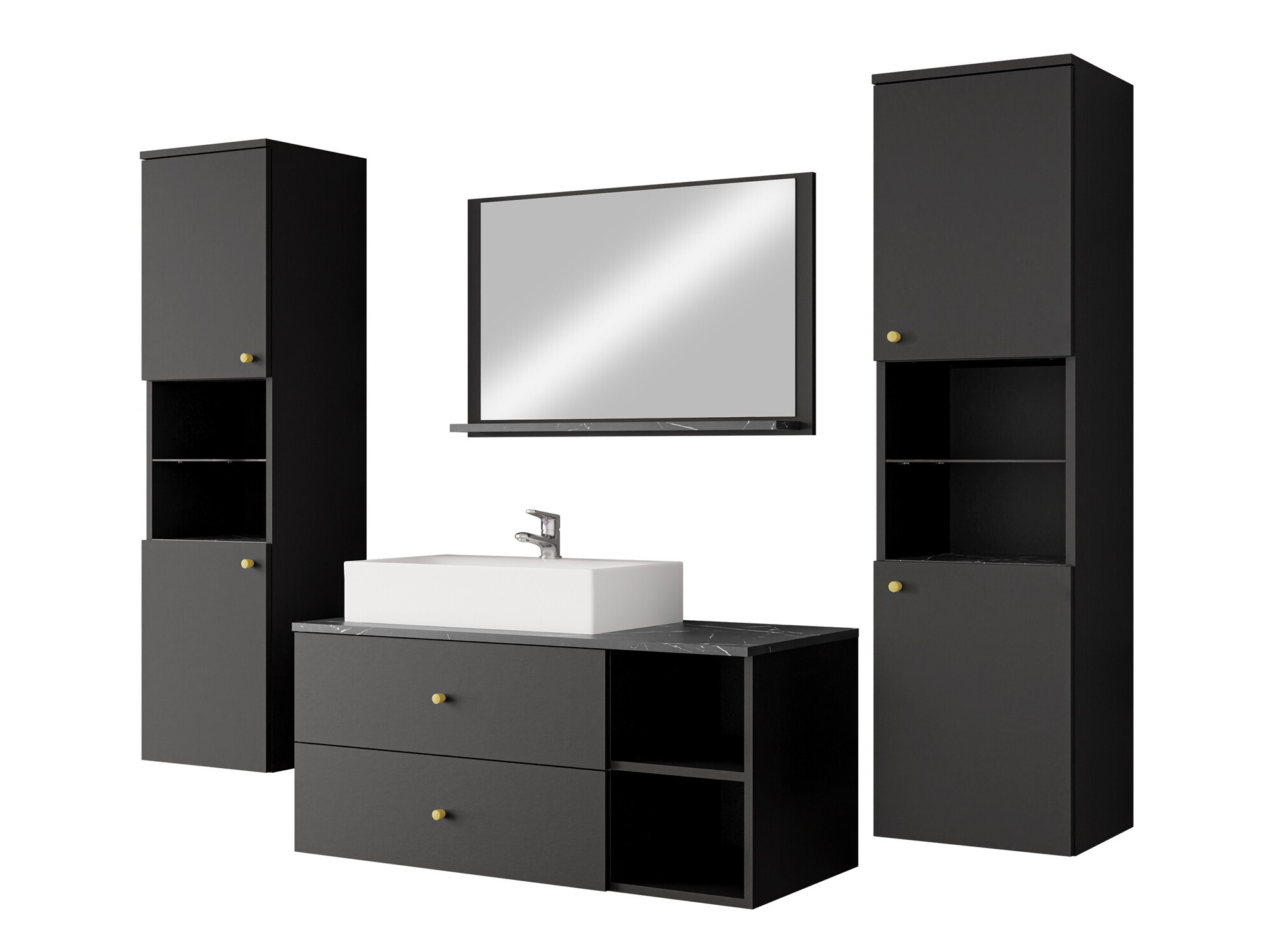 Set bagno Salus III (Nero + Marmo nero)