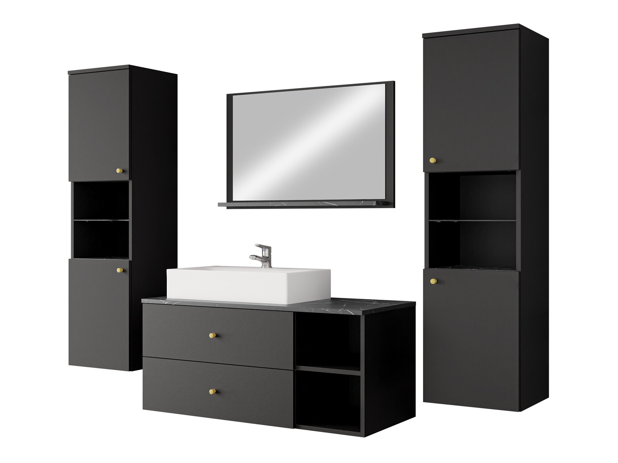 Set bagno Salus III (Nero + Marmo nero)