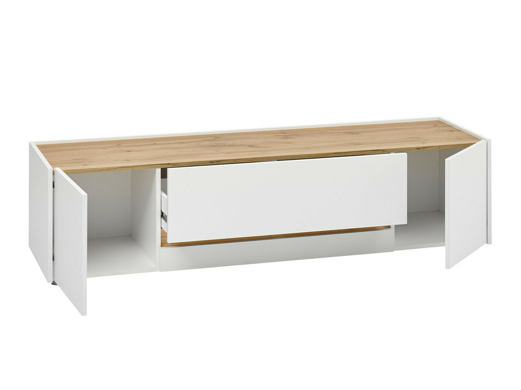 Parete attrezzata Elbsori 130 (Bianco + Quercia di Wotan)